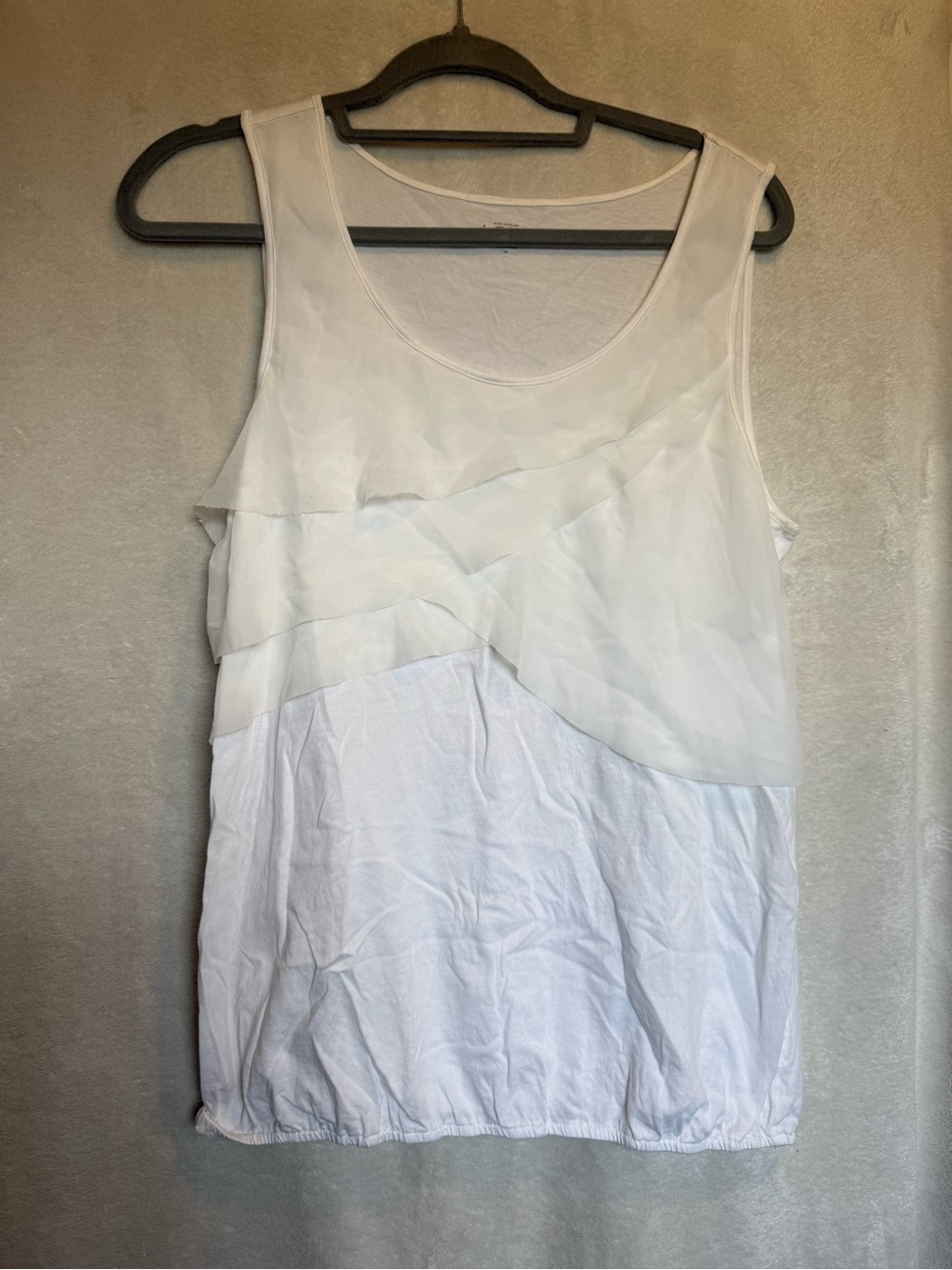 LOFT White Crewneck Tee with Subtle Knit Texture
